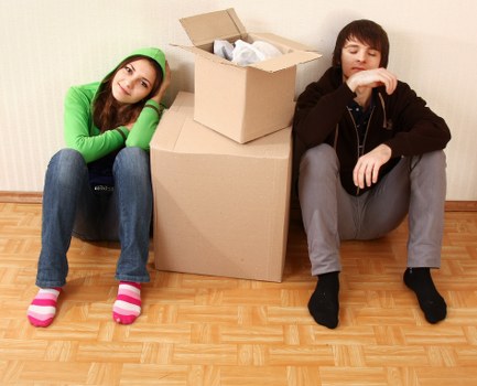 Furniture and household items prepared for transport